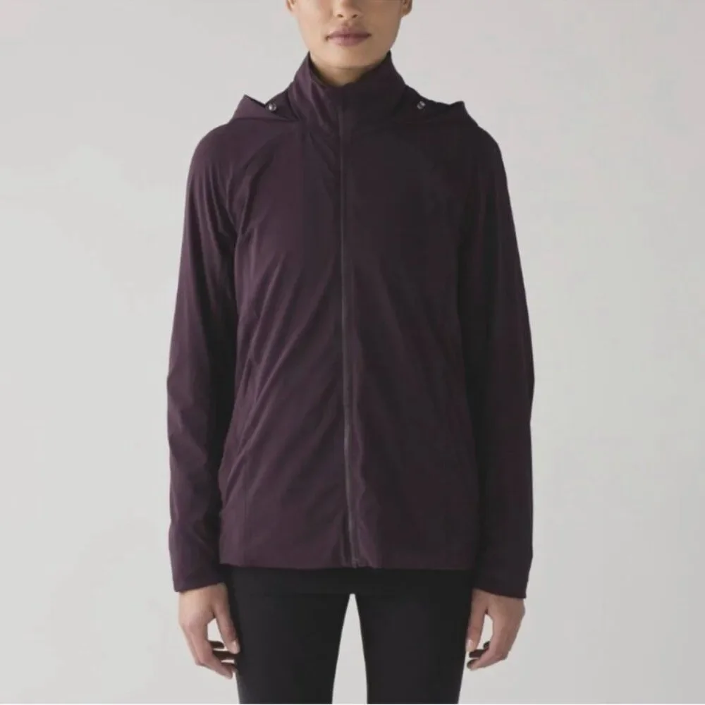 Lululemon Step To It Hooded Jacket in Black Cherry Color Size 4